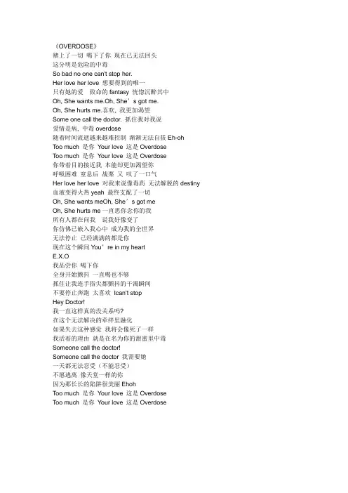《上瘾 (Overdose)》全碟歌词翻译
