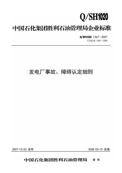 发电厂事故、障碍认定细则