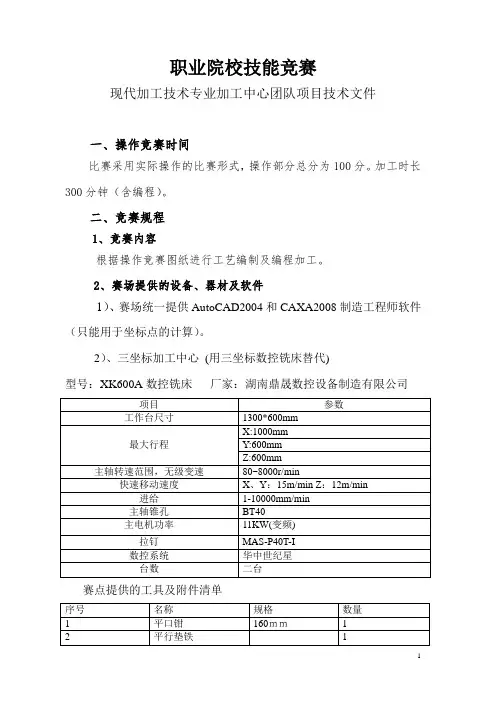 职业院校技能竞赛现代加工技术专业团队项目5