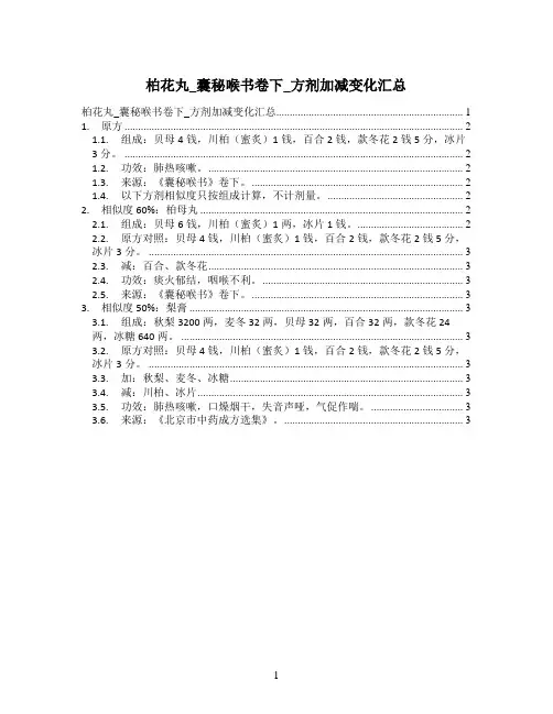 柏花丸_囊秘喉书卷下_方剂加减变化汇总