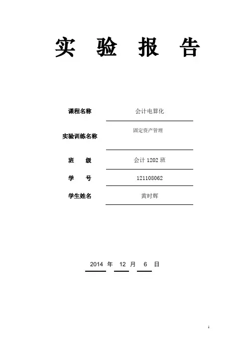 固定资产实验报告
