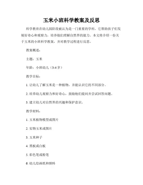 玉米小班科学教案及反思