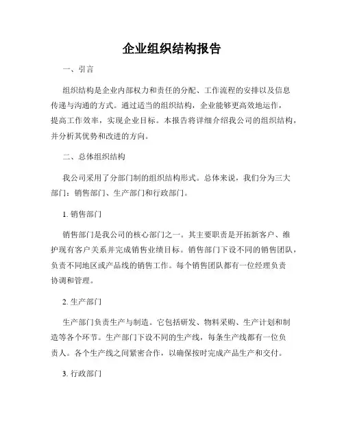 企业组织结构报告