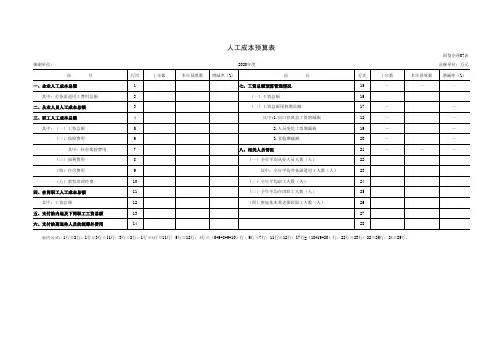 人工成本预算表