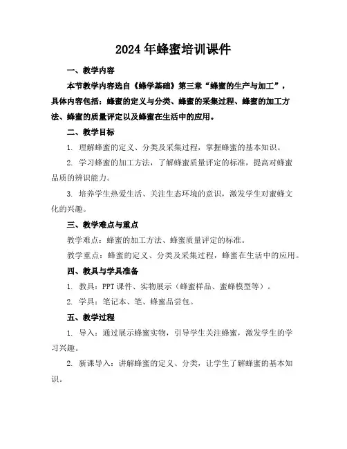 2024年蜂蜜培训课件