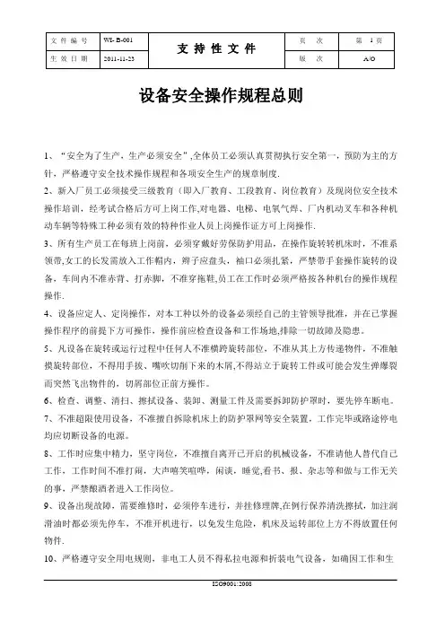 安全操作规程(家具)