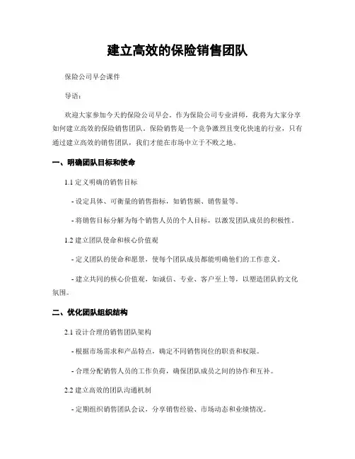 建立高效的保险销售团队
