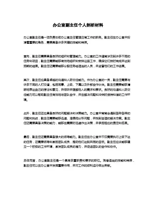 办公室副主任个人剖析材料