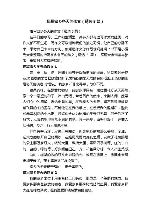 描写家乡冬天的作文（精选5篇）