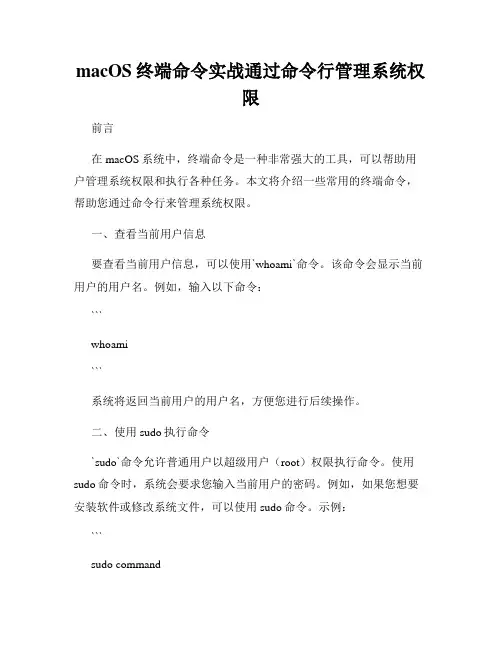 macOS终端命令实战通过命令行管理系统权限