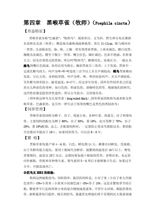 牧师（黑喉草雀）饲养与繁殖
