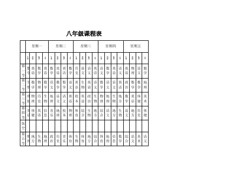 八年级课程表
