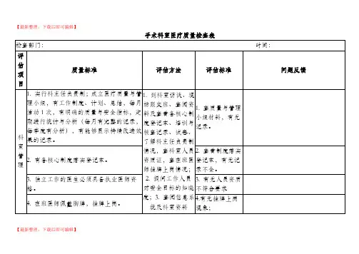 手术科室医疗质量检查表(完整资料).doc