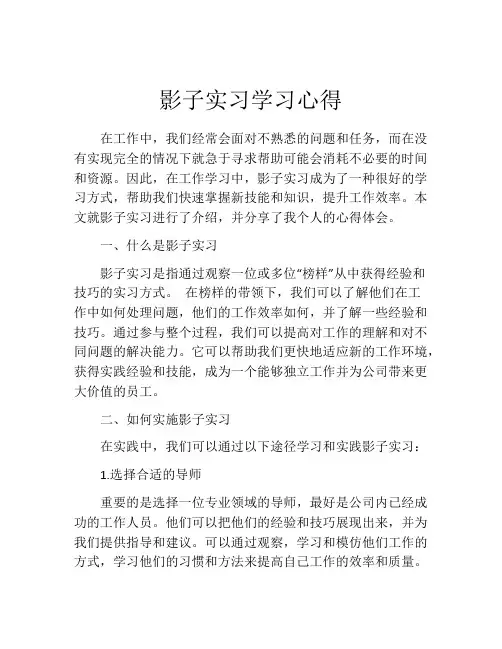 影子实习学习心得