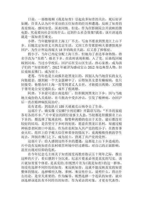 《我是知青》观后感