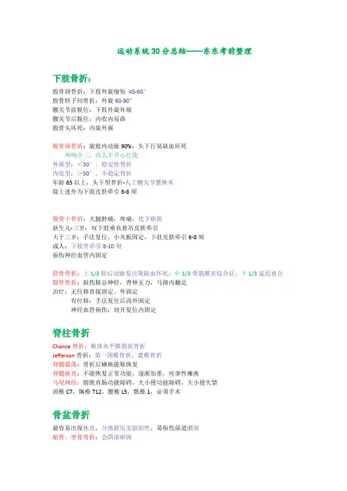 执业医师运动系统考前必拿分