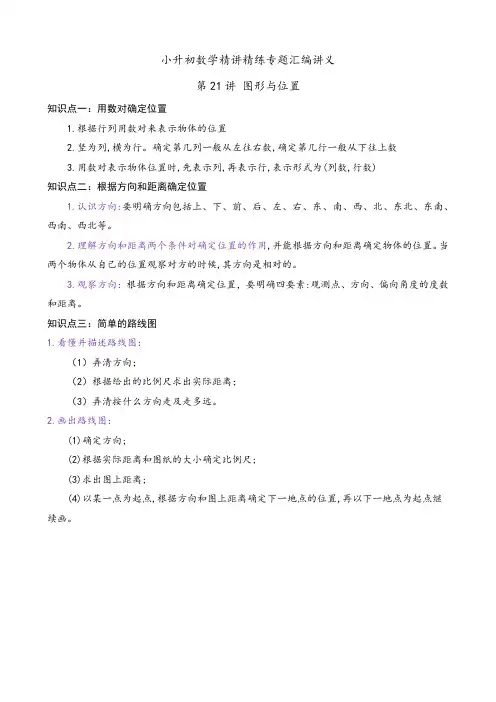 2024年小升初数学精讲专题专题21 图形与位置(讲义)