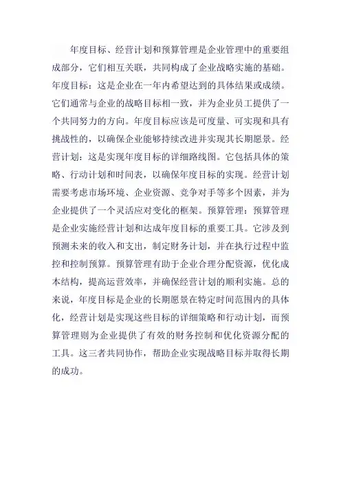 年度目标 经营计划 预算管理