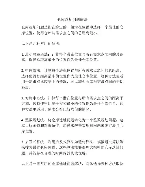 仓库选址问题解法