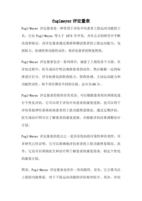 fuglmeyer评定量表