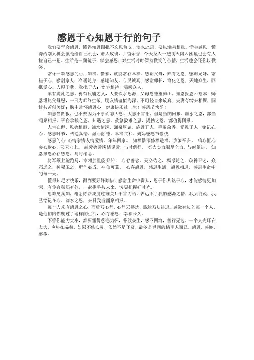 感恩于心知恩于行的句子
