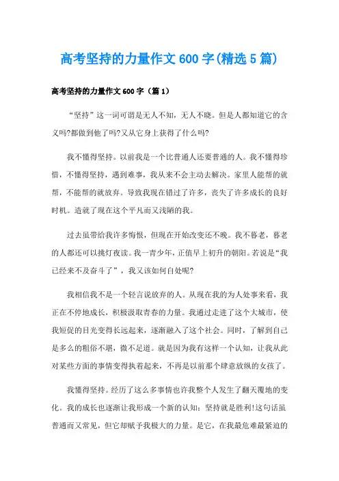 高考坚持的力量作文600字(精选5篇)