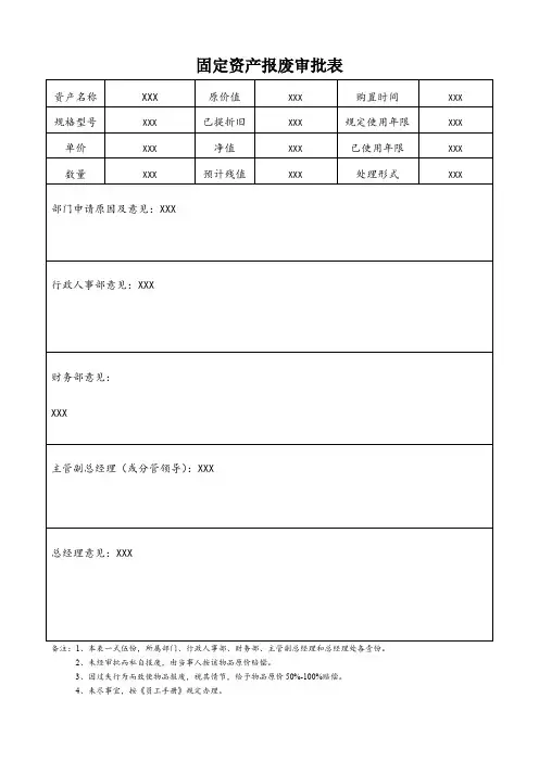 固定资产报废审批表