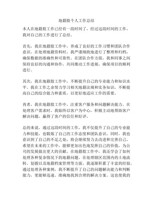 地籍股个人工作总结