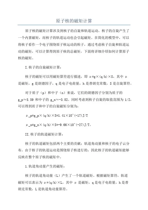 原子核的磁矩计算