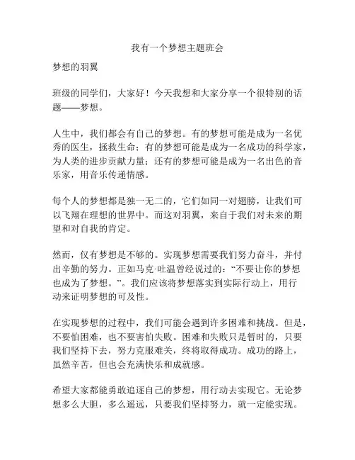 我有一个梦想主题班会