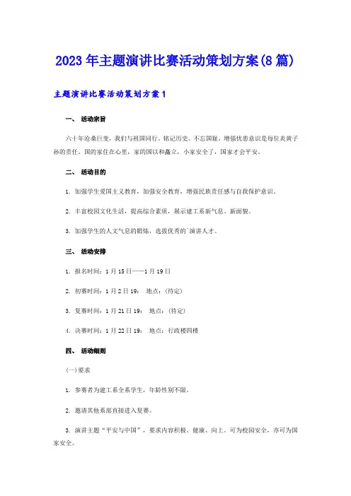 2023年主题演讲比赛活动策划方案(8篇)