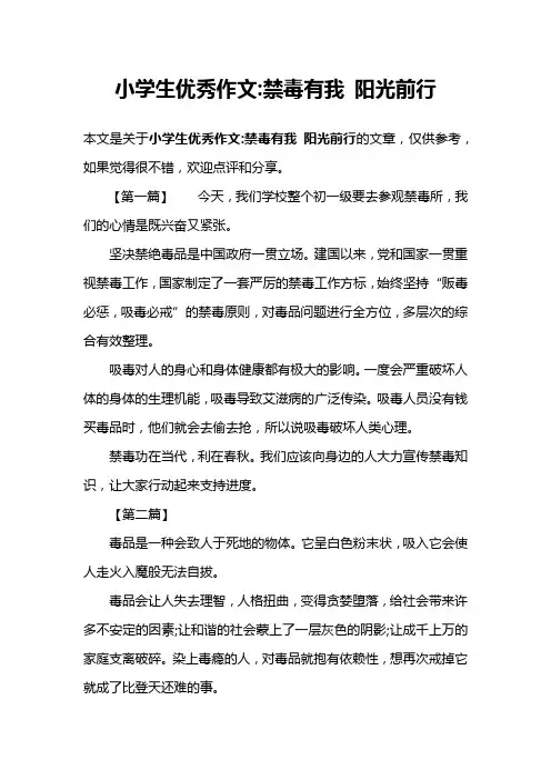 小学生优秀作文-禁毒有我 阳光前行