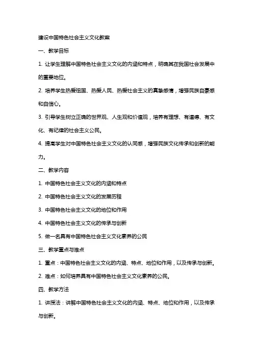 建设中国特色社会主义文化教案