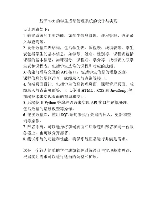 基于web的学生成绩管理系统的设计与实现