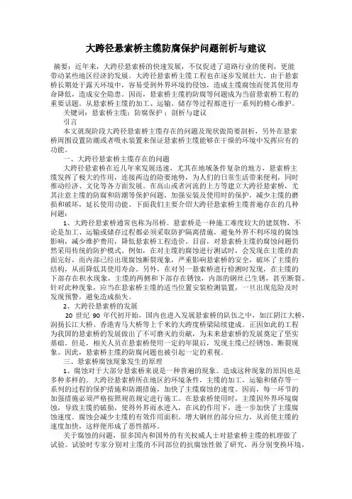 大跨径悬索桥主缆防腐保护问题剖析与建议