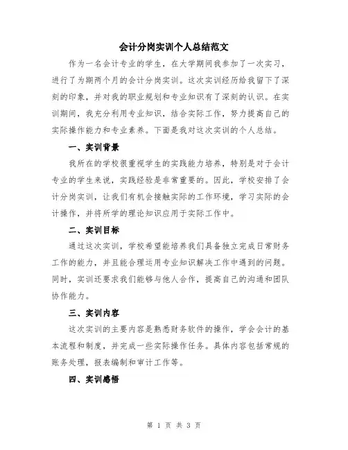 会计分岗实训个人总结范文