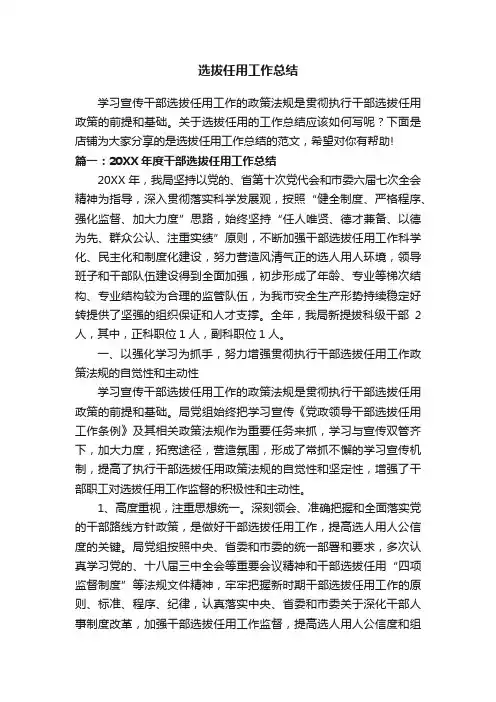 选拔任用工作总结