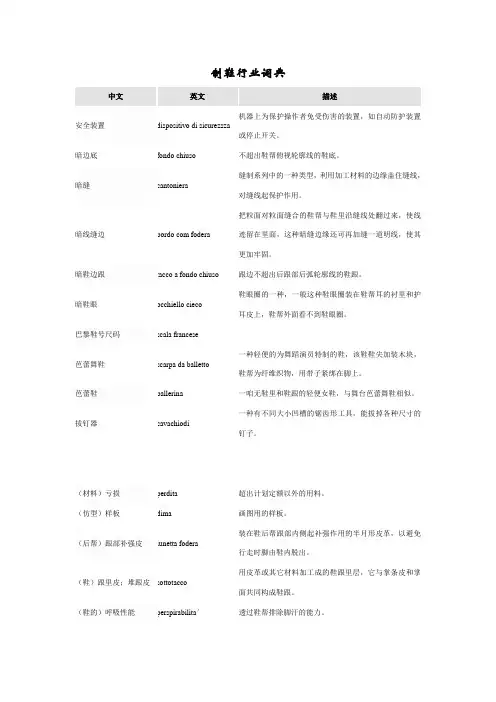 制鞋行业词典