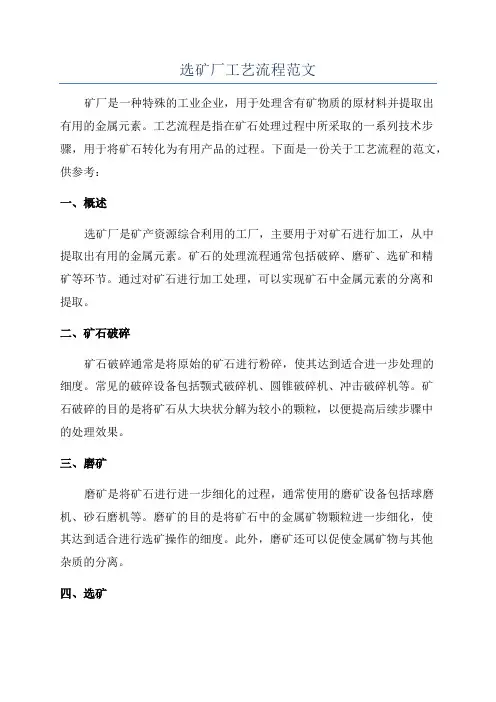 选矿厂工艺流程范文