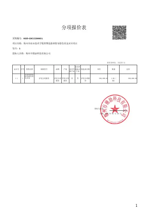 分项报价表