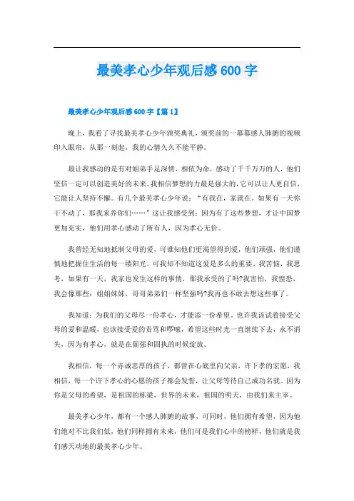 最美孝心少年观后感600字