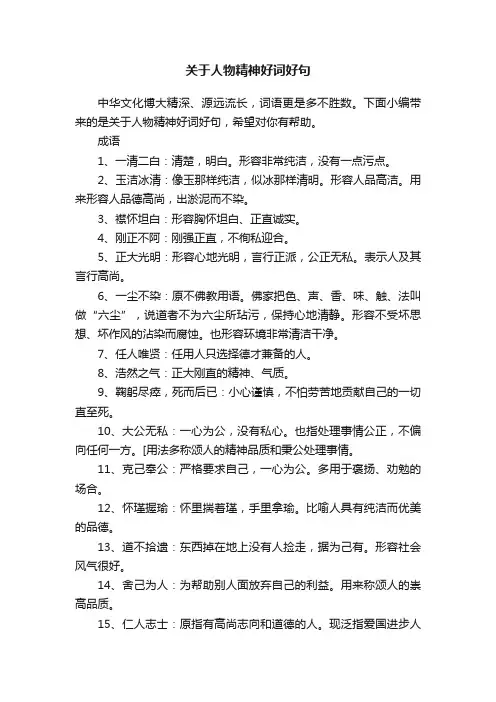 关于人物精神好词好句