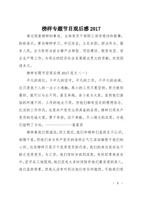 榜样专题节目观后感2017