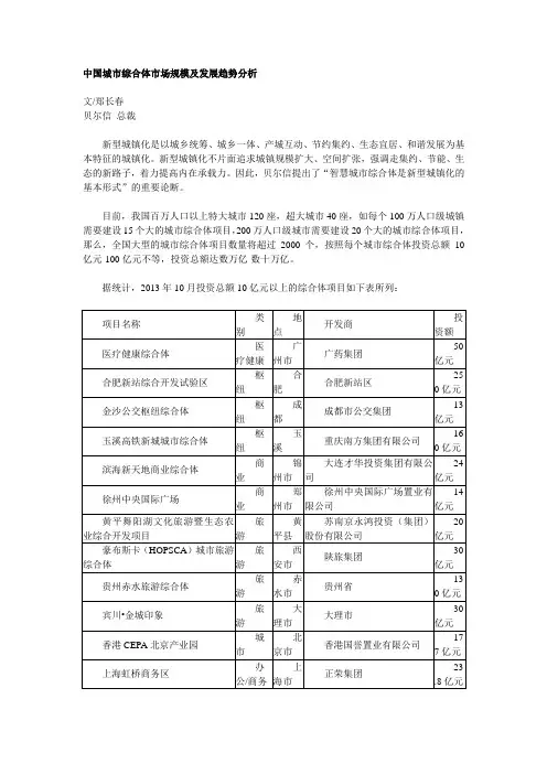 中国城市综合体市场规模及发展趋势分析