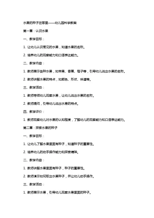 水果的种子在里幼儿园科学教案
