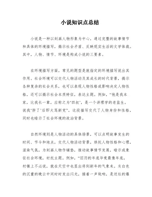 小说知识点总结