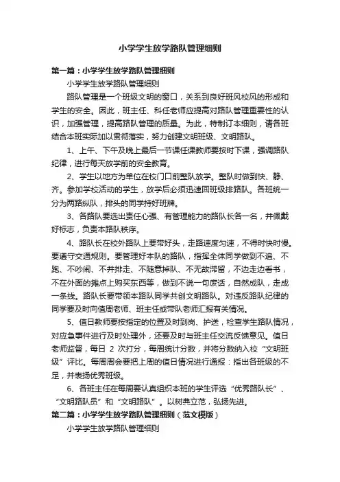 小学学生放学路队管理细则