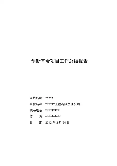 创新基金项目工作总结报告