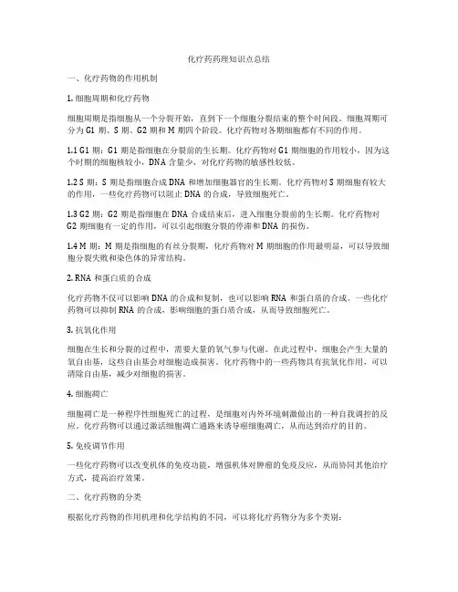 化疗药药理知识点总结