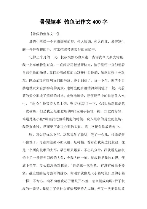 暑假趣事 钓鱼记作文400字